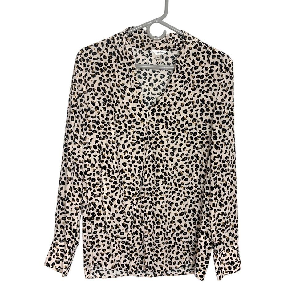 Tyler Boe Animal Print Silk Popover Blouse Women's Sz M Chic Career Mobwife
